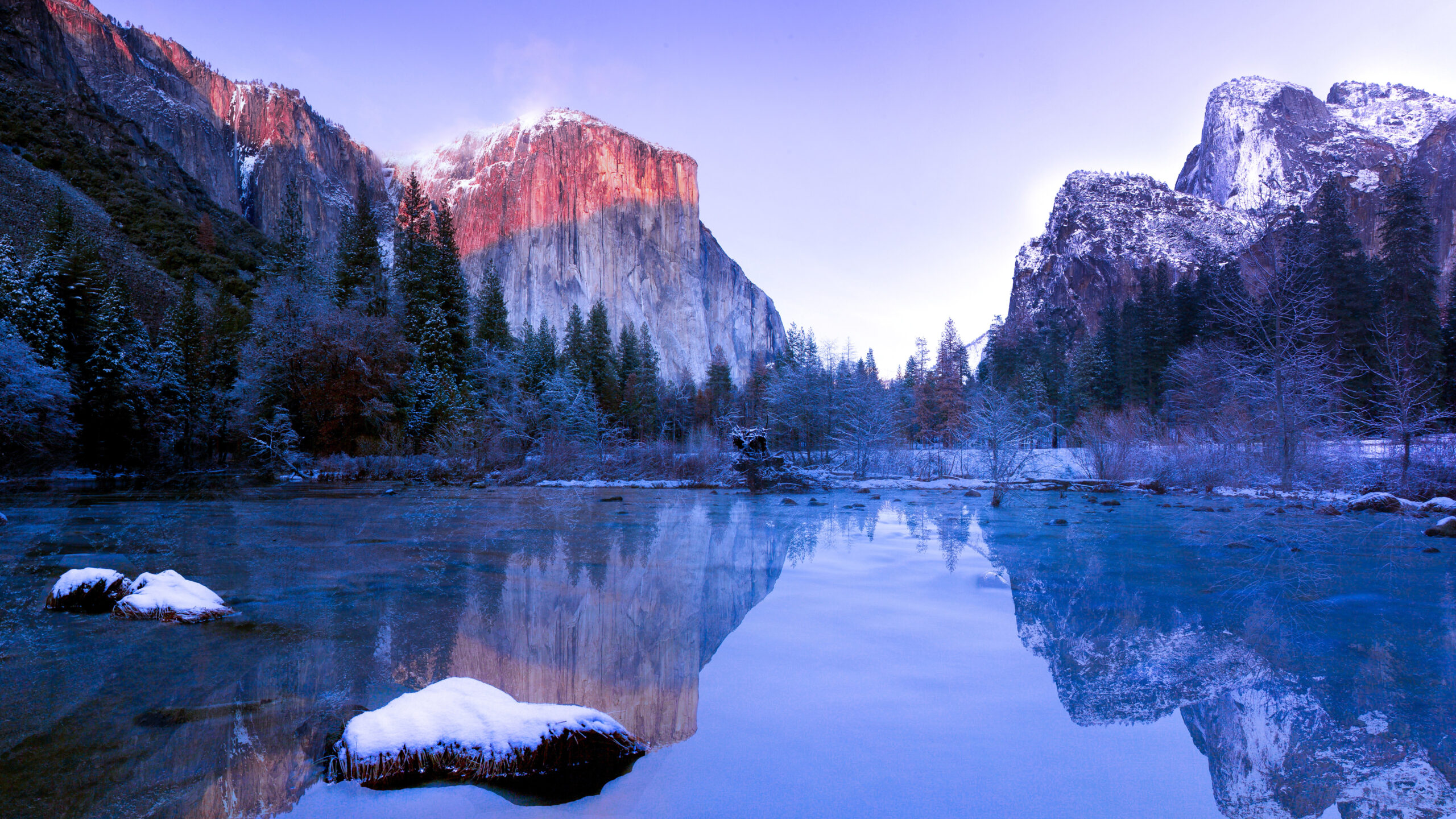Yosemite National Park Mountains Sky Reflection On River K K 2K Travel