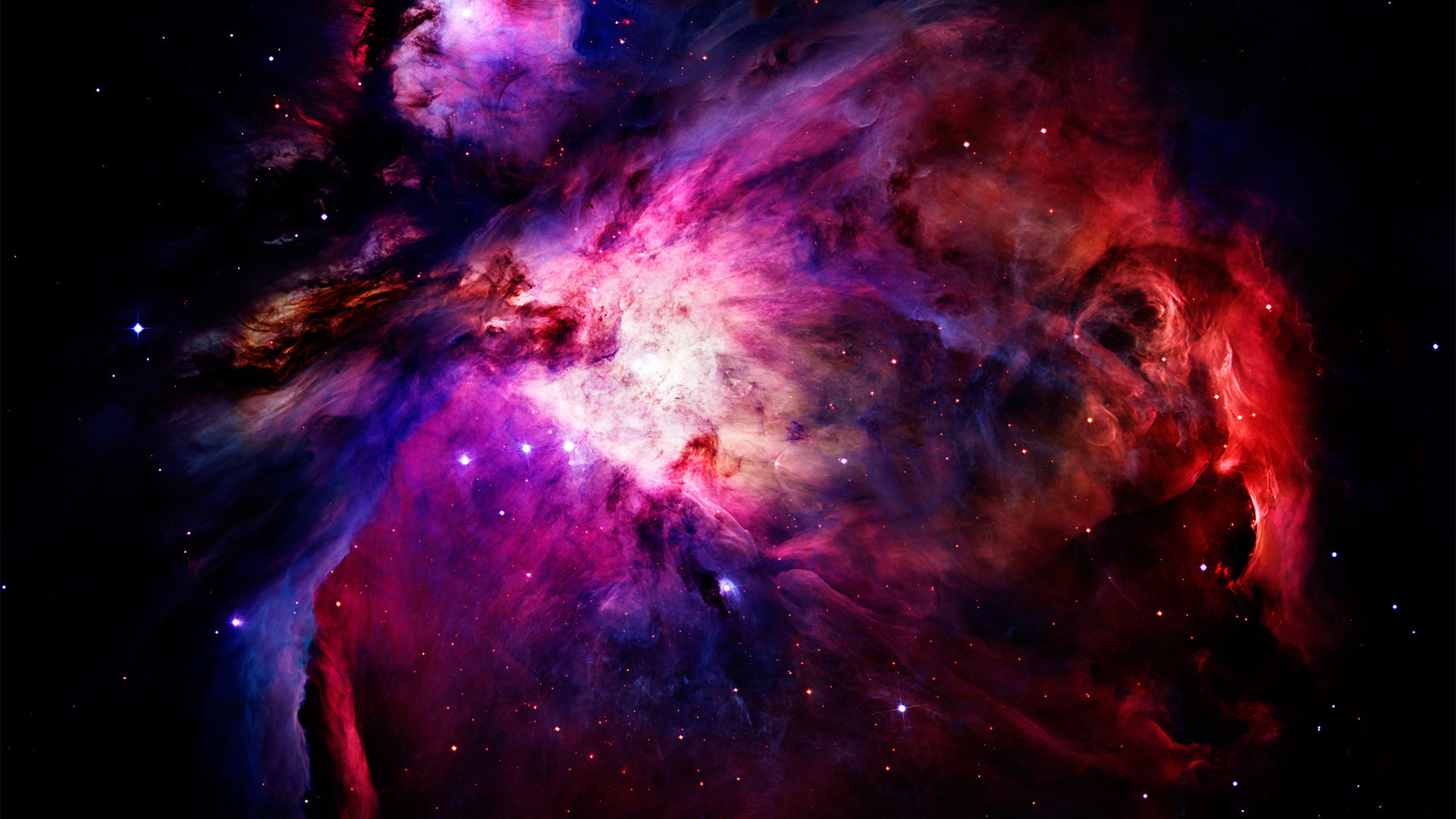 Space Orion Nebula Dark Purple Red Sky Stars Galaxy 2K Galaxy