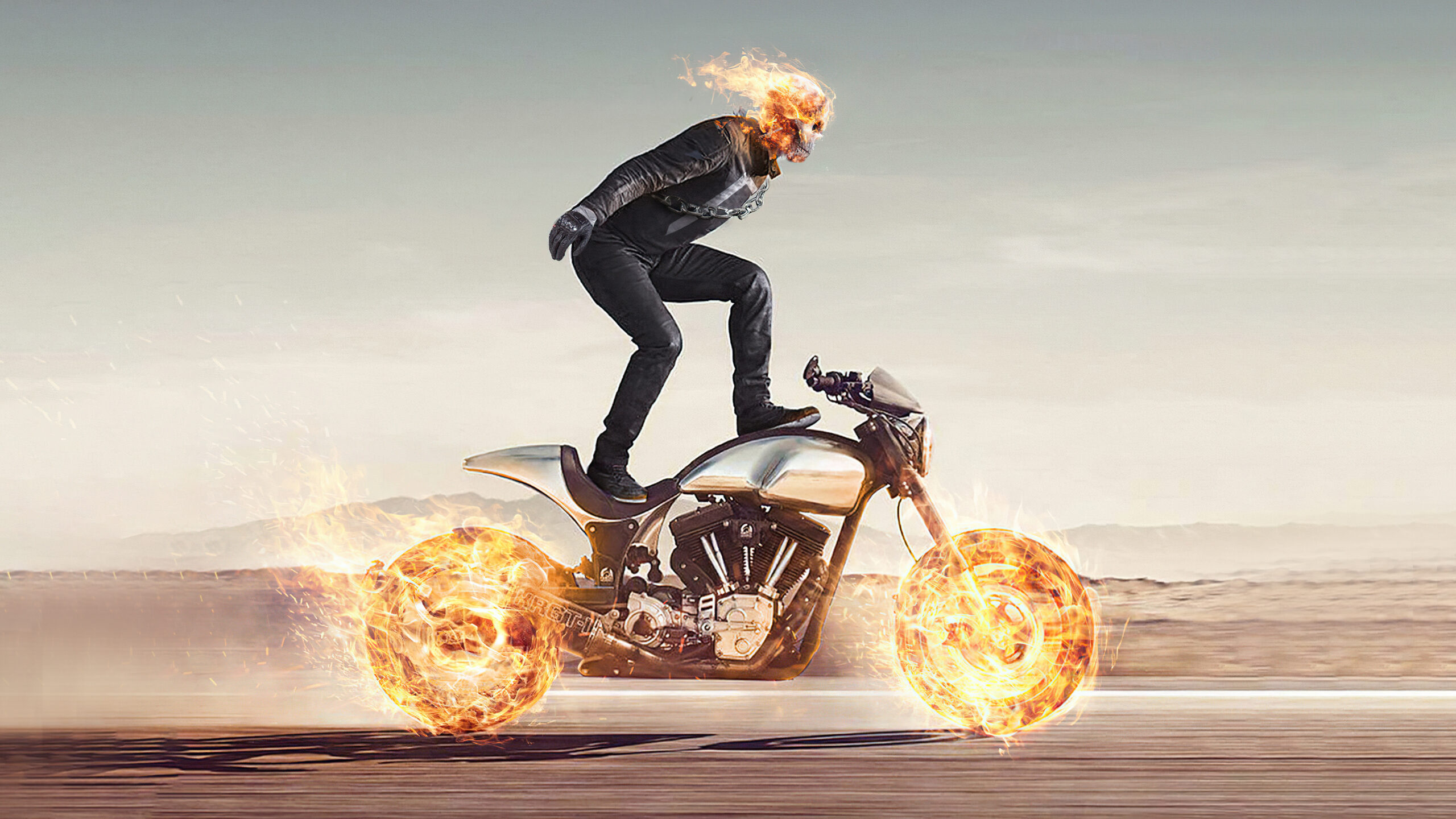 Keanu Reeves On Bike Ghost Rider K 2K Superheroes