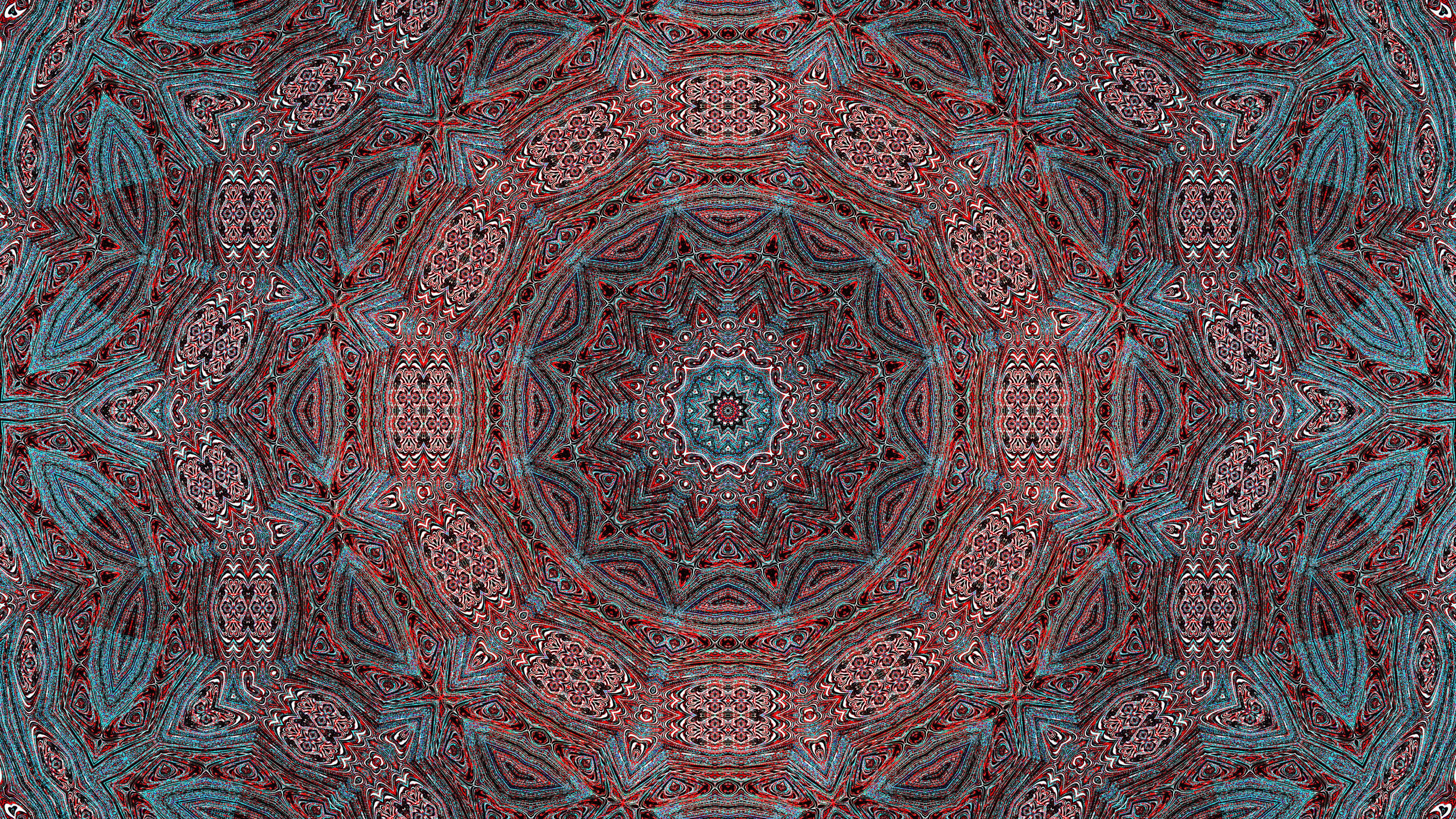 Light Blue Red Circles Lines Pattern Abstraction K 2K Abstract