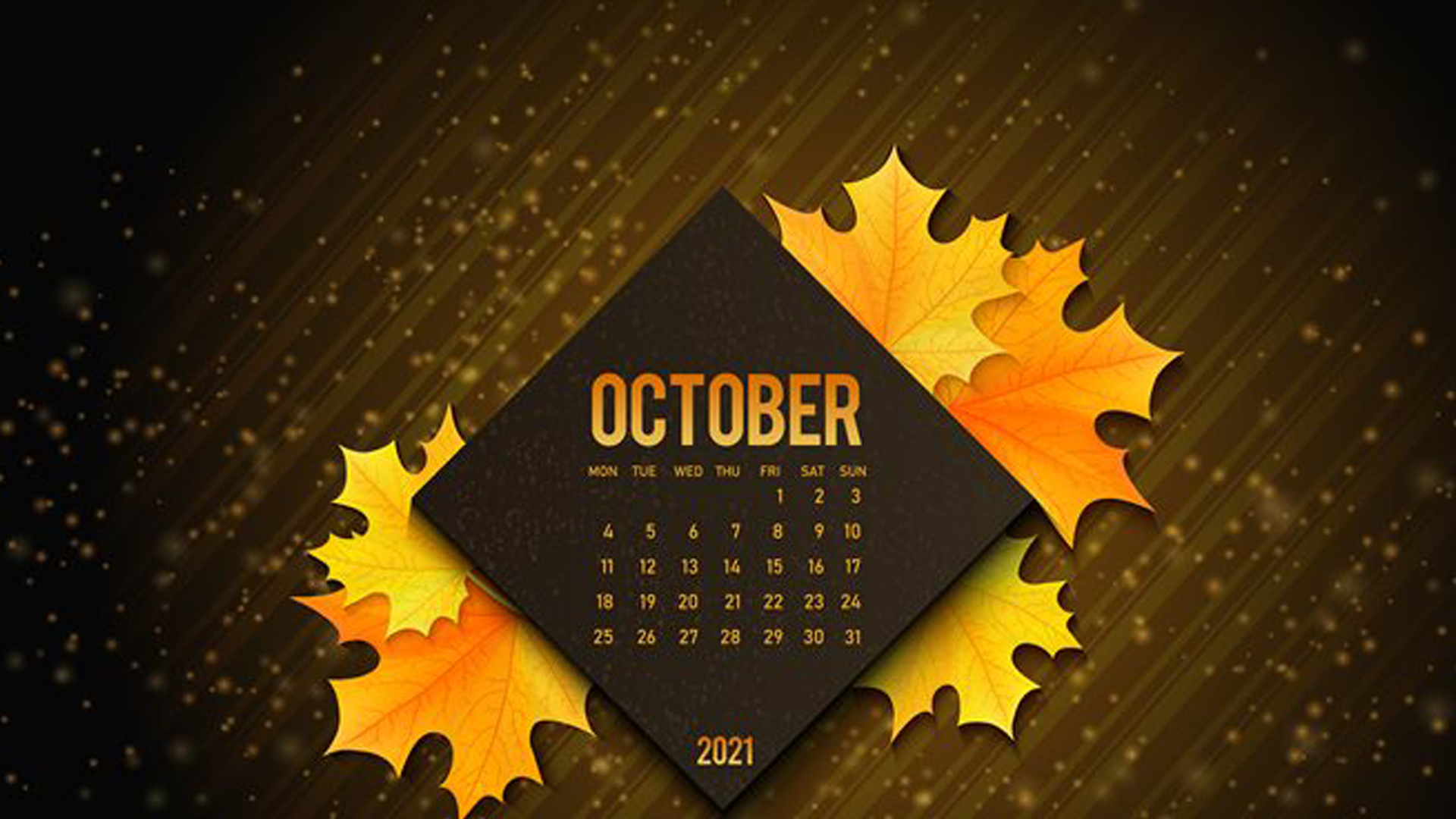 Black Lines Autumn Wallpaper October Calendar 2K October