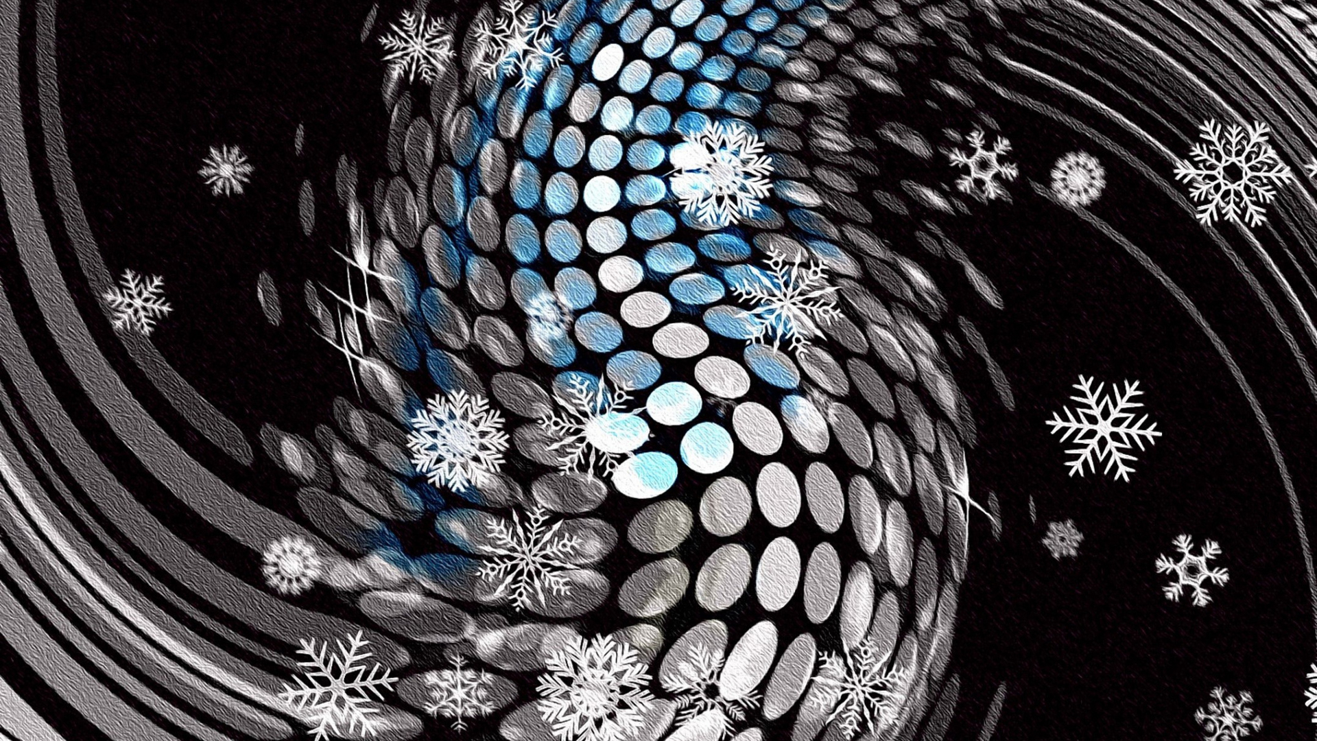 White Blue Dots Swirl Snowflake 2K Snowflake
