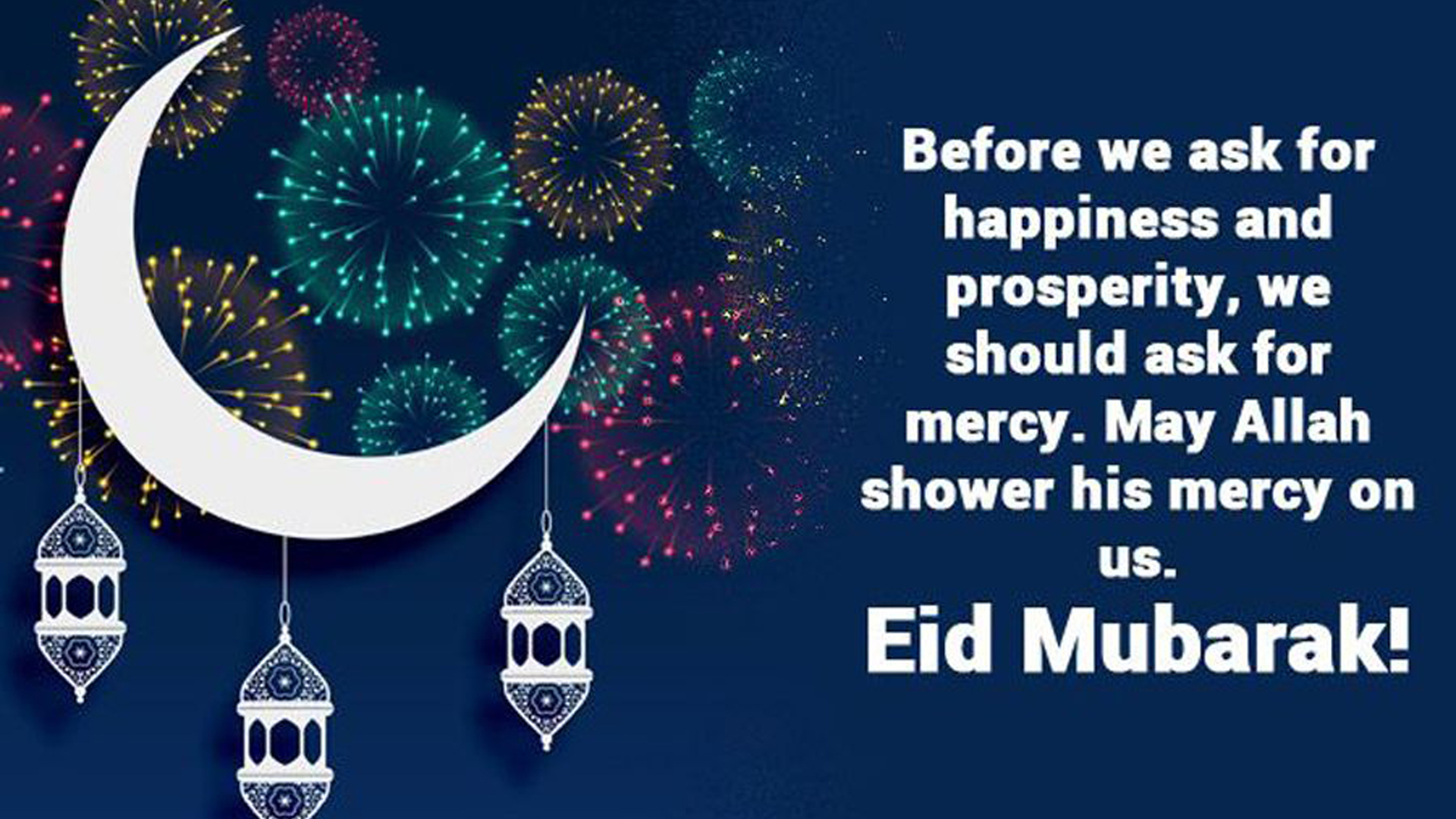 Eid Mubarak In Dark Blue Wallpaper 2K Eid Mubarak