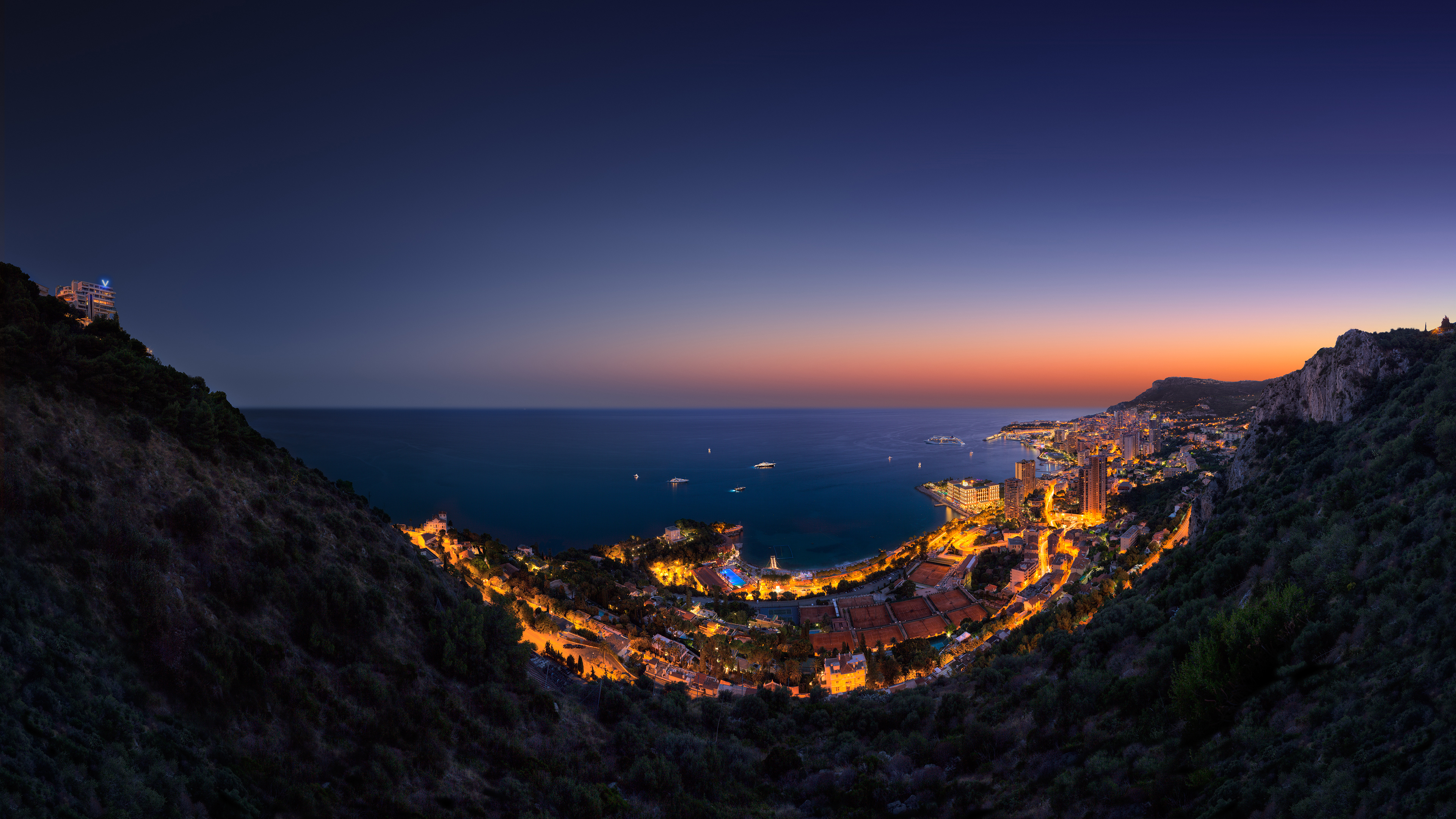 Monaco Night Cityscape Panorama K