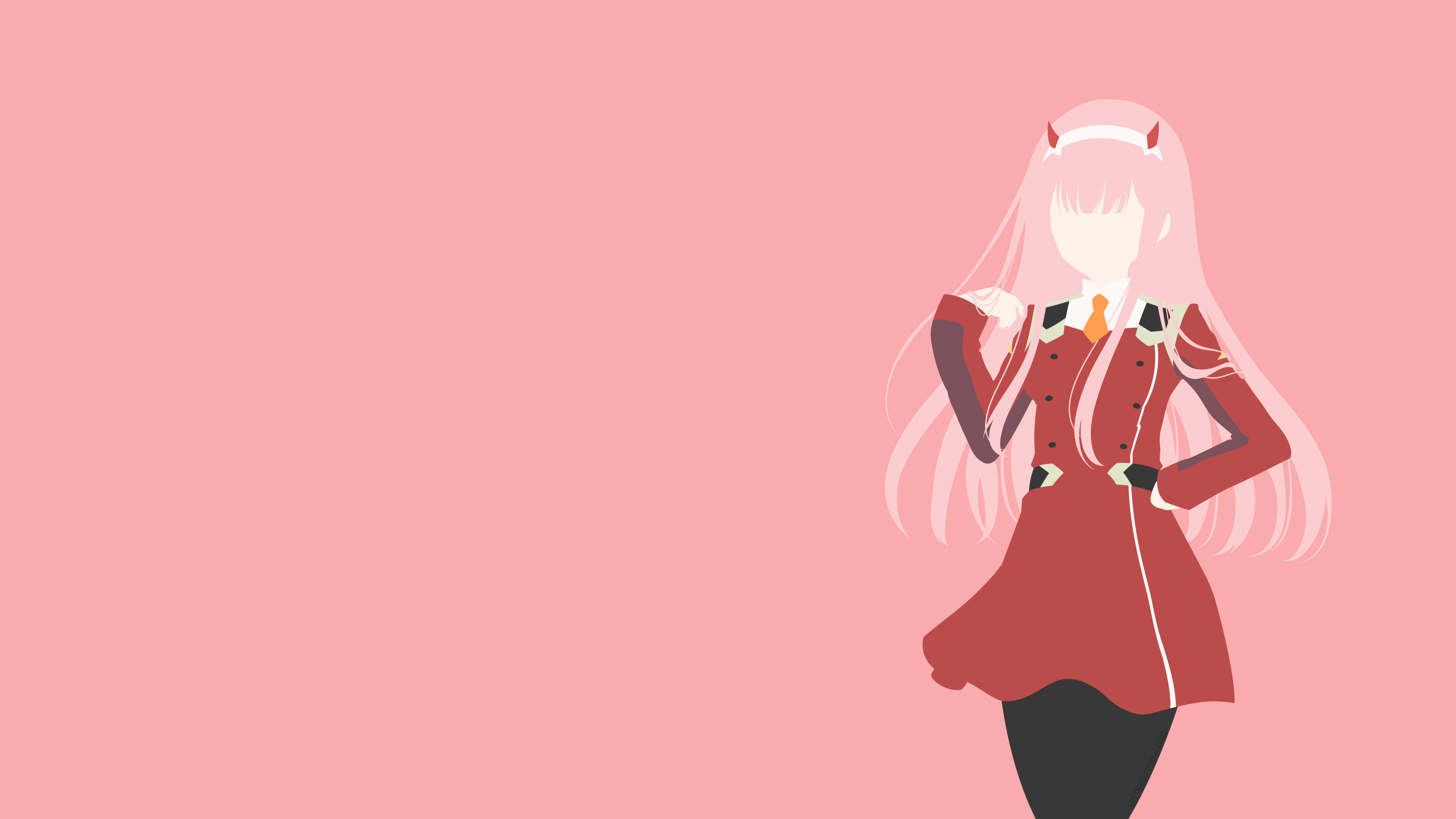 Darling In The FranXX Pink Hair Zero Two With Red Wallpaper K 2K Anime
