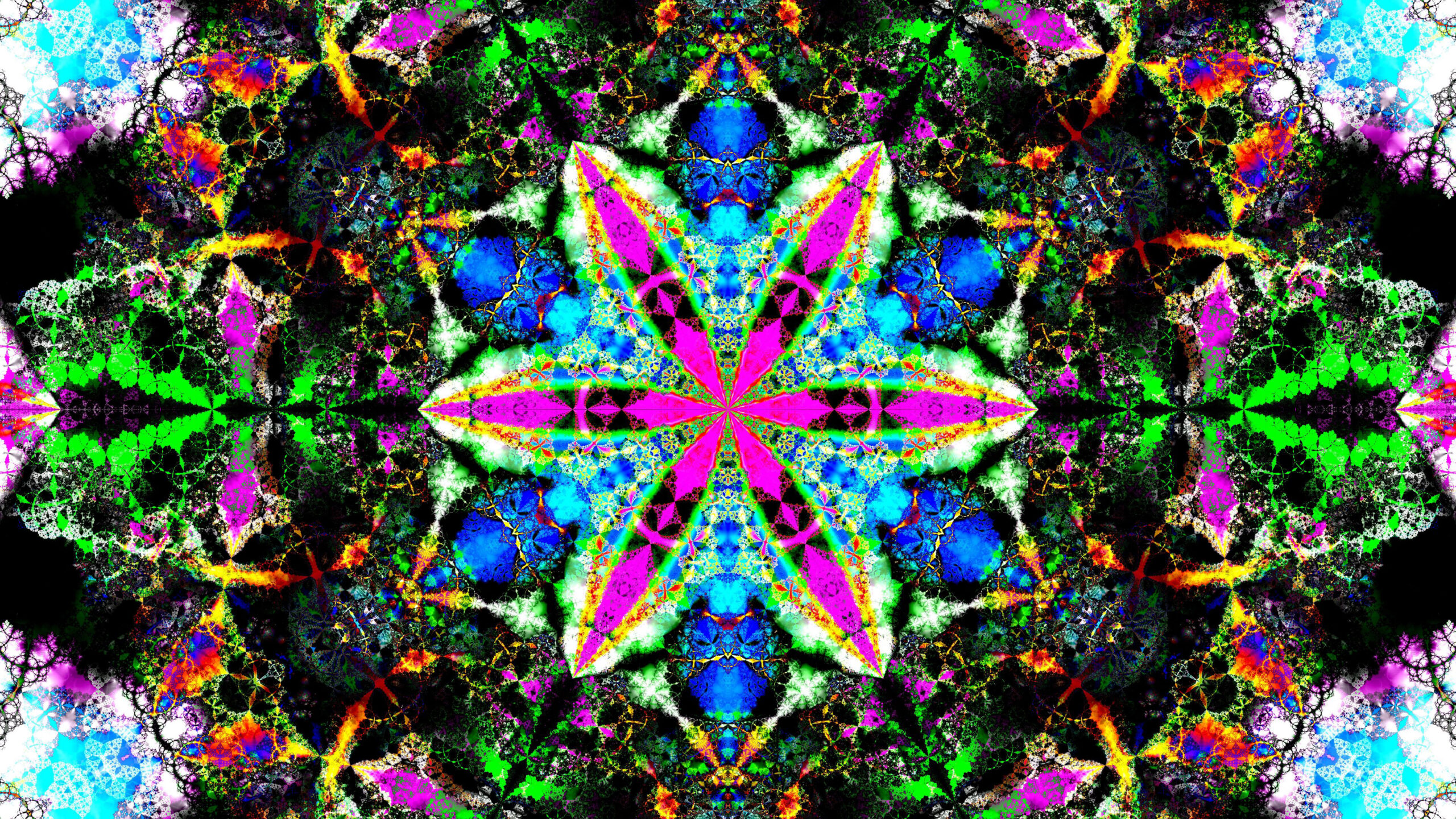 Colorful Flower Shape Fractal Kaleidoscope Abstraction K 2K Abstract