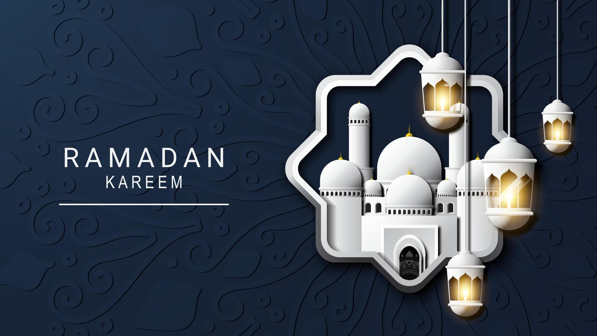 Eid Mubarak Ramadan Kareem Blue Wallpaper 2K Ramadan