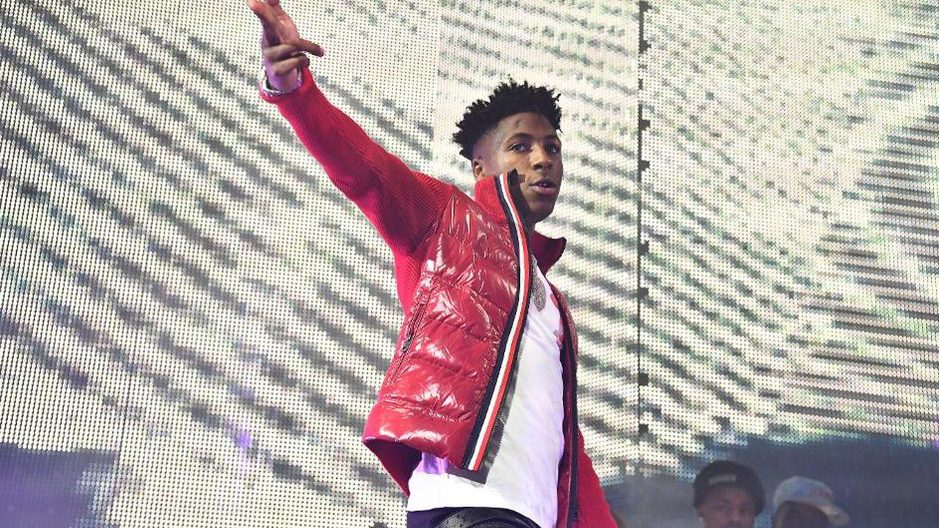 NBA Youngboy Is Wearing White T-Shirt And Red Jacket 2K NBA Youngboy