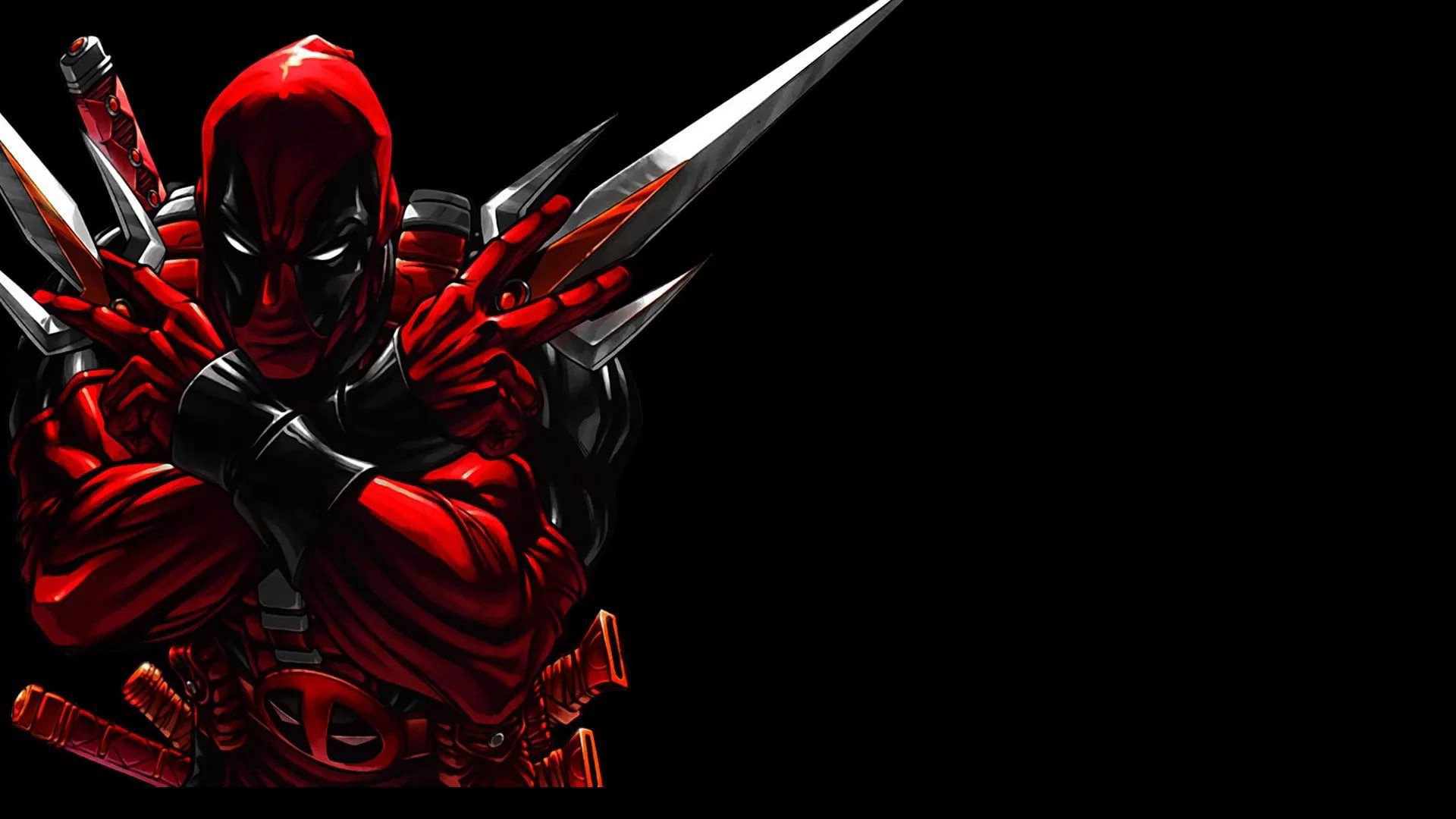 Red Deadpool With Sword In Black Wallpaper 2K Deadpool