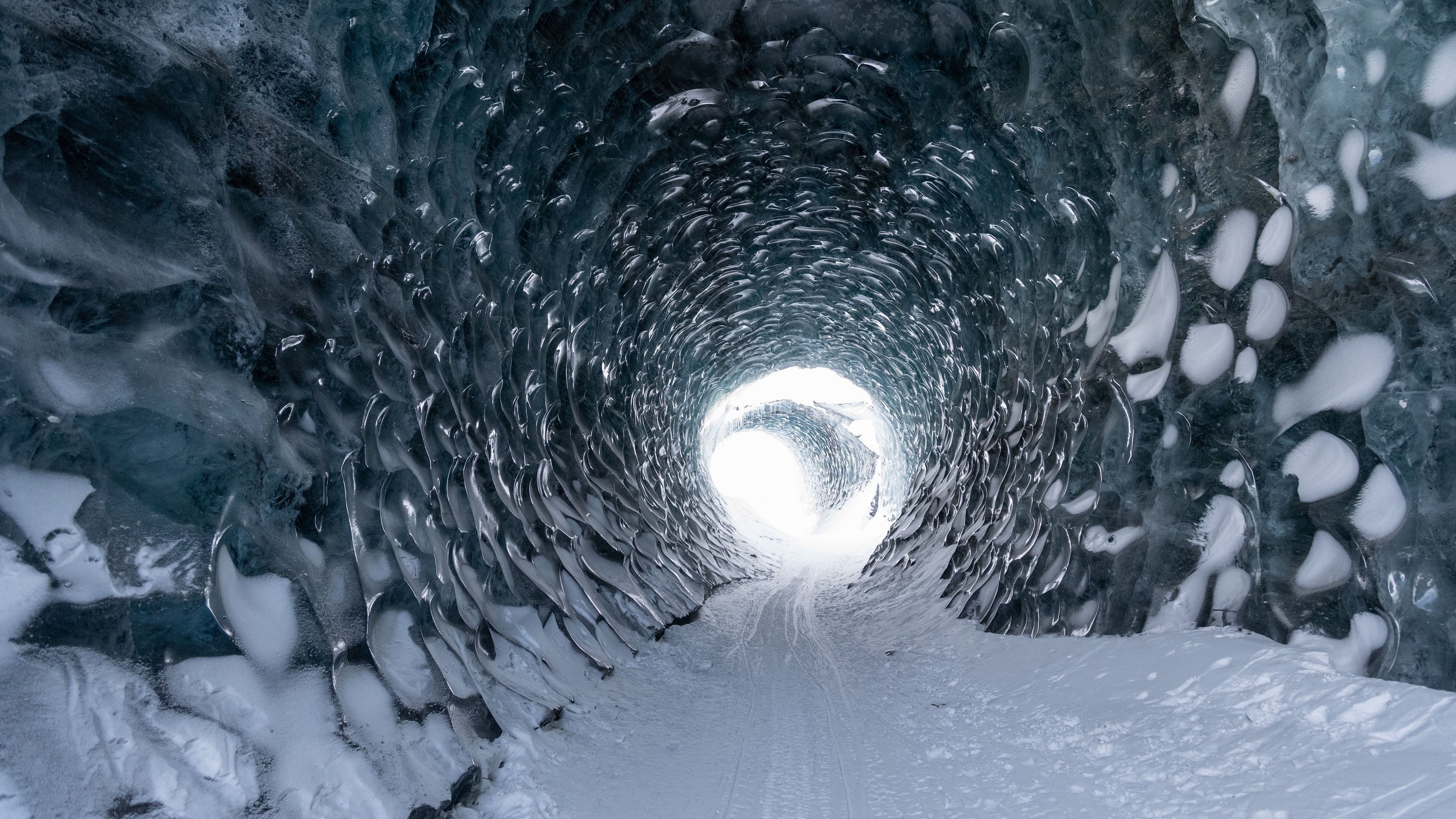 Ice Tunnel Cave Snow Nature K 2K Nature