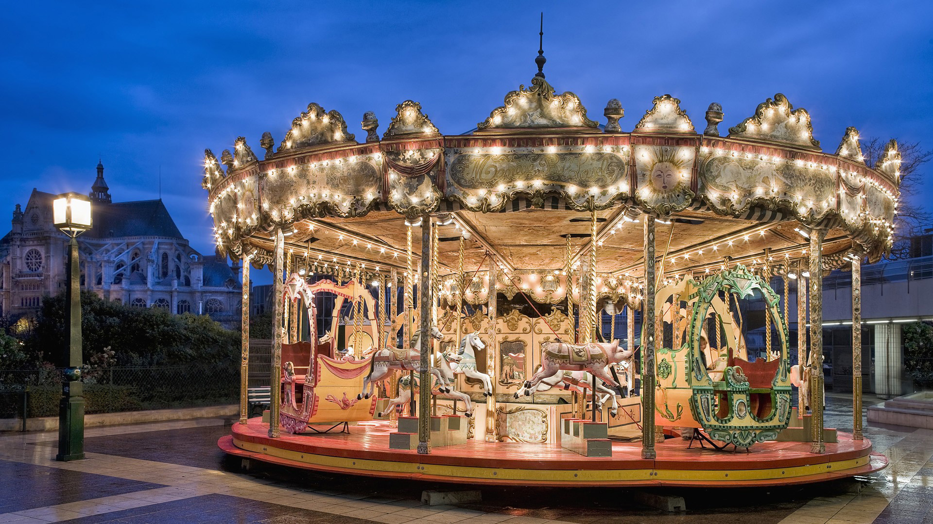 Carousel Lights Around Animals Paris France 2K Travel