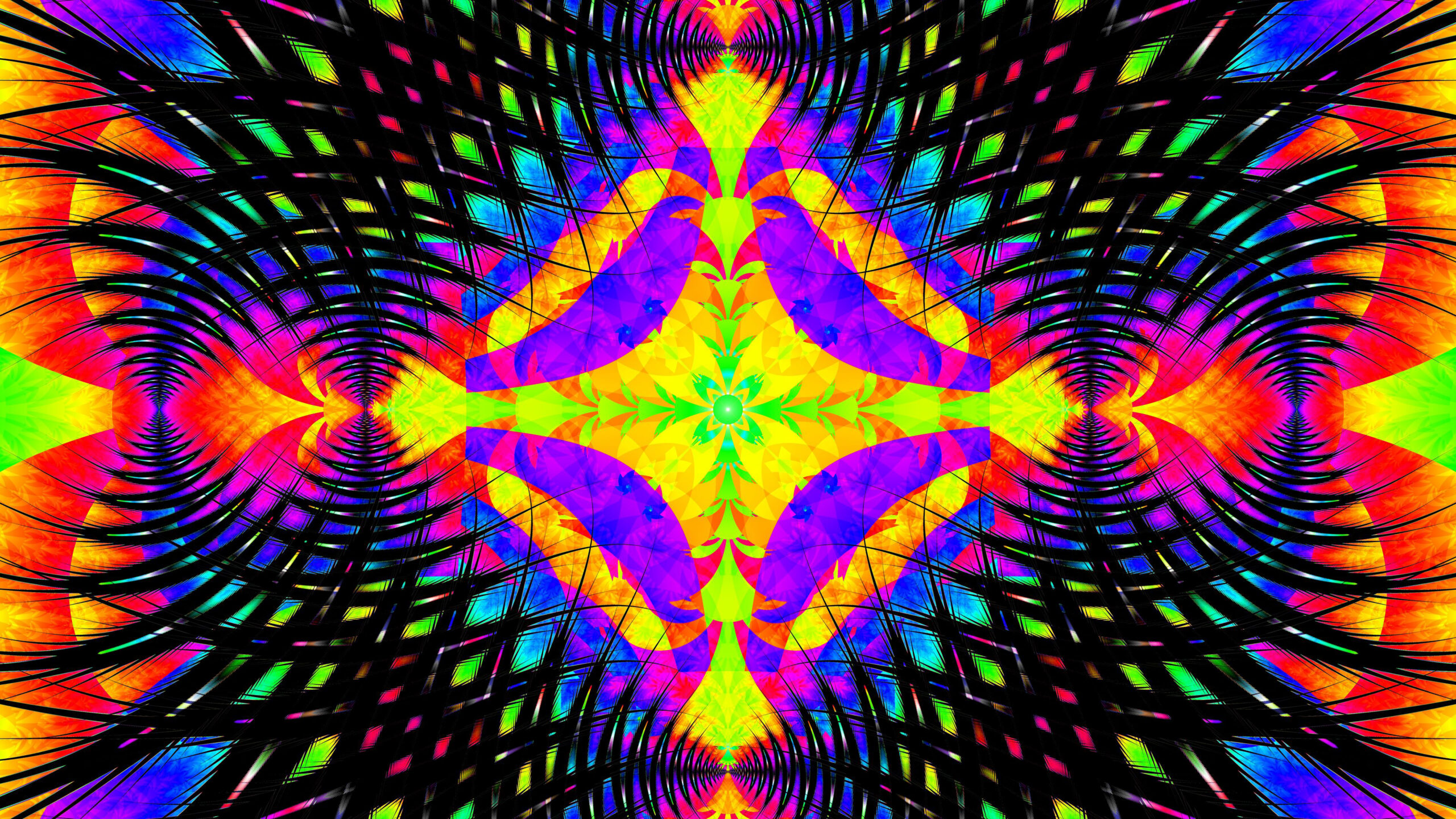 Colorful Kaleidoscope Shapes Fractal Pattern Abstraction K 2K Abstract