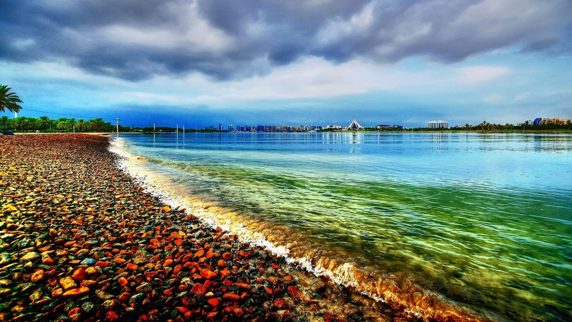 Colorful Stones In Seashore 2K Nature