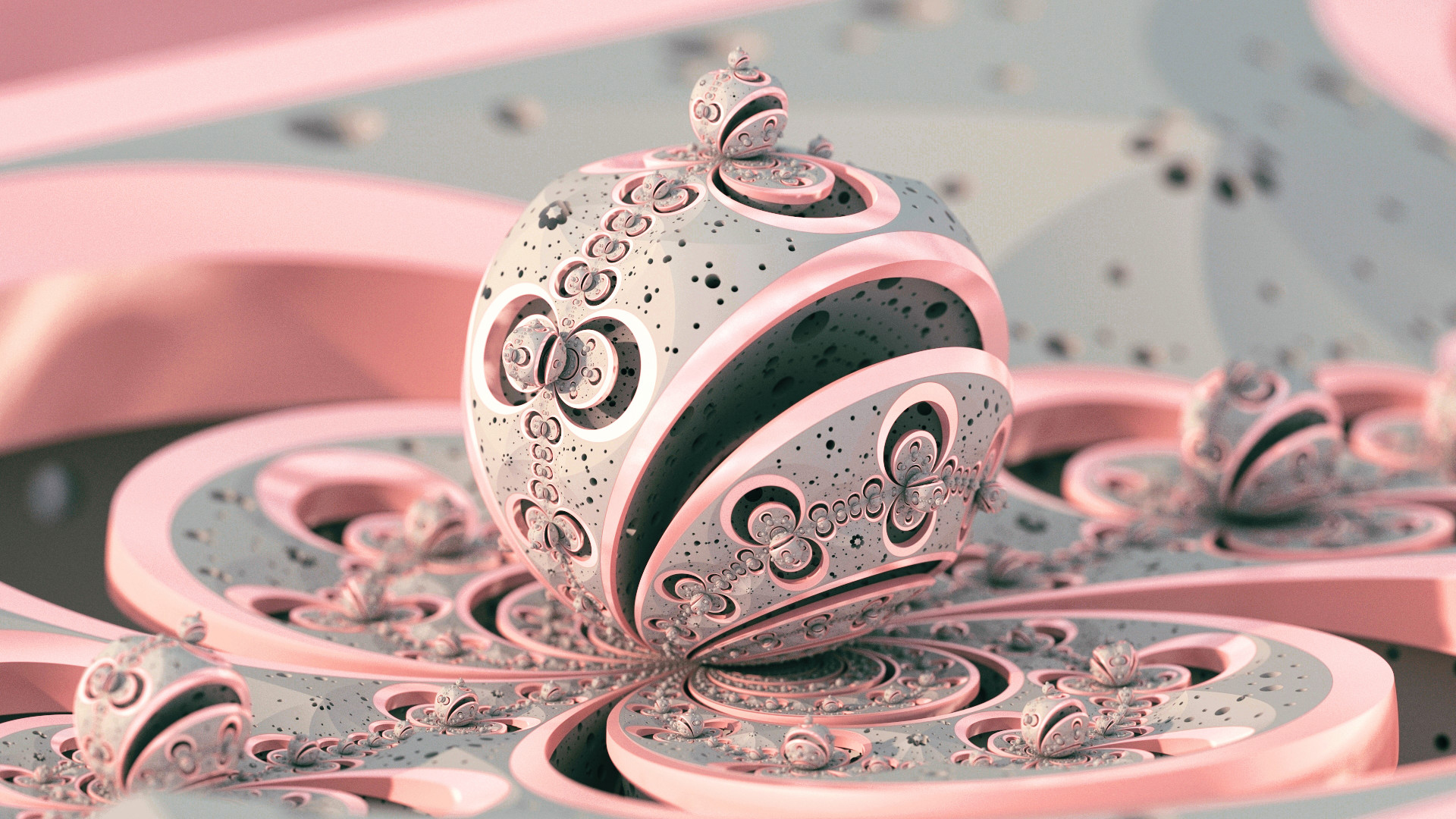 Light Pink Grey Fractal Design Art Pattern Abstraction 2K Abstract