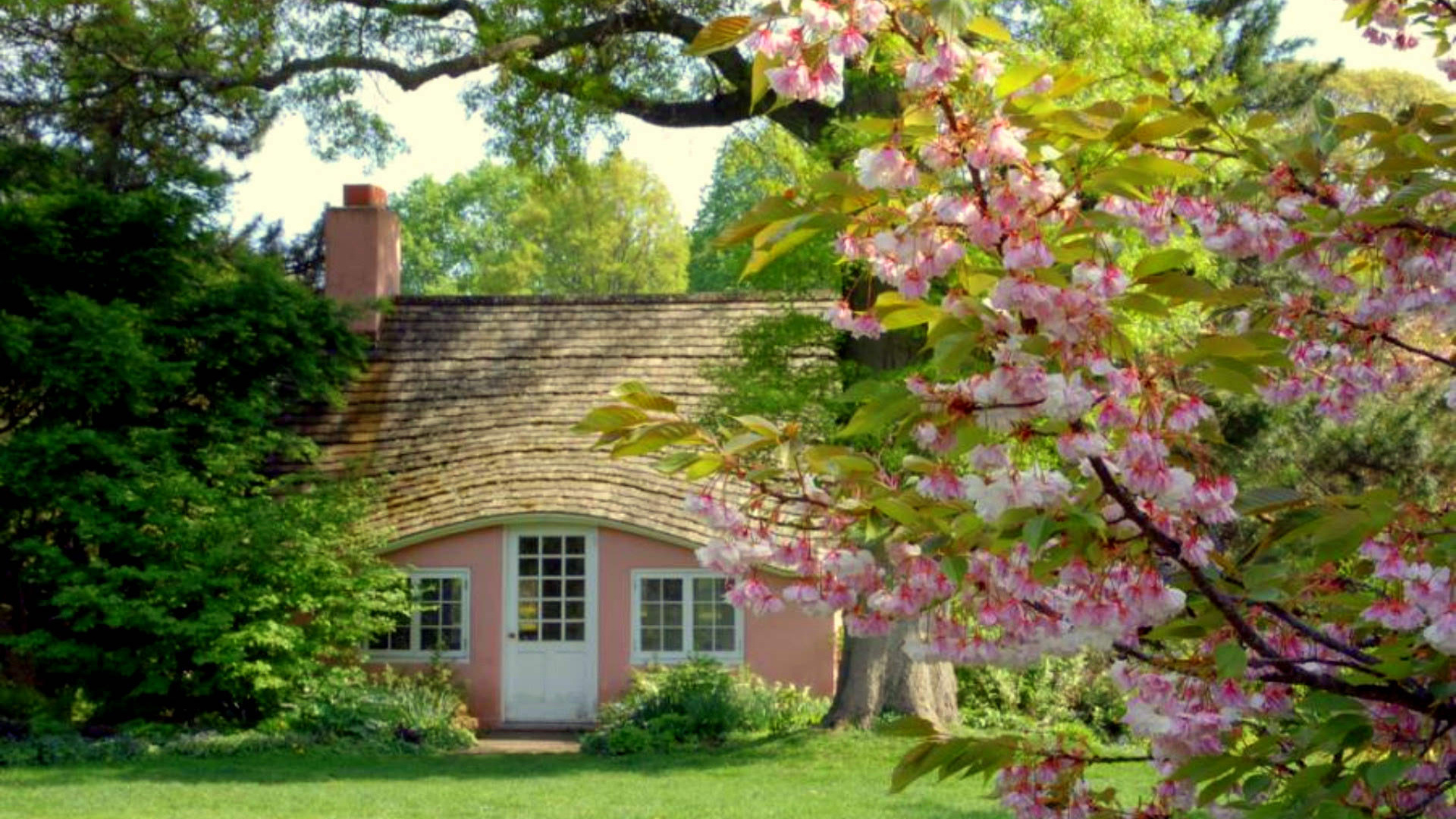 Pink Cottage House With Pink Wall 2K Pink