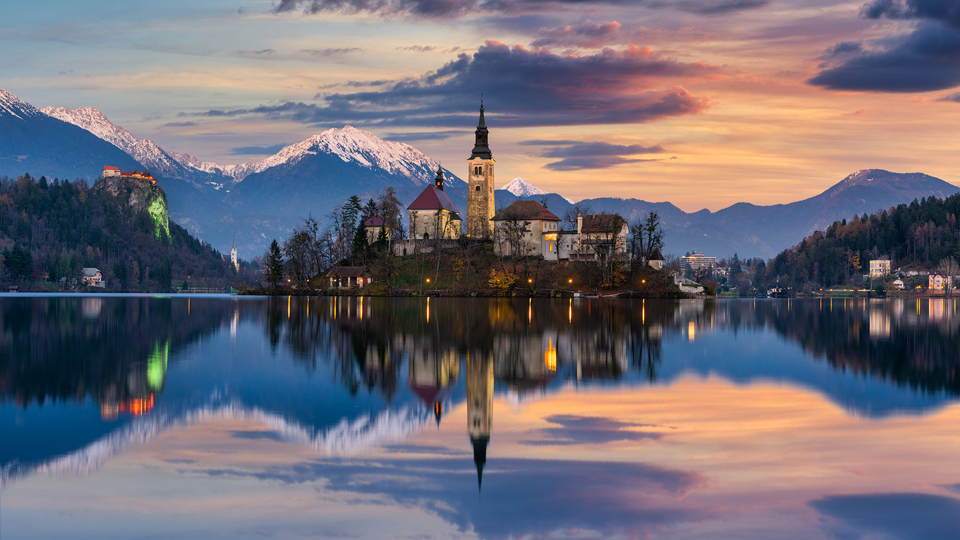 Church Lake Bled Slovenia Assumption of Mary Church Reflection On Water 2K Travel
