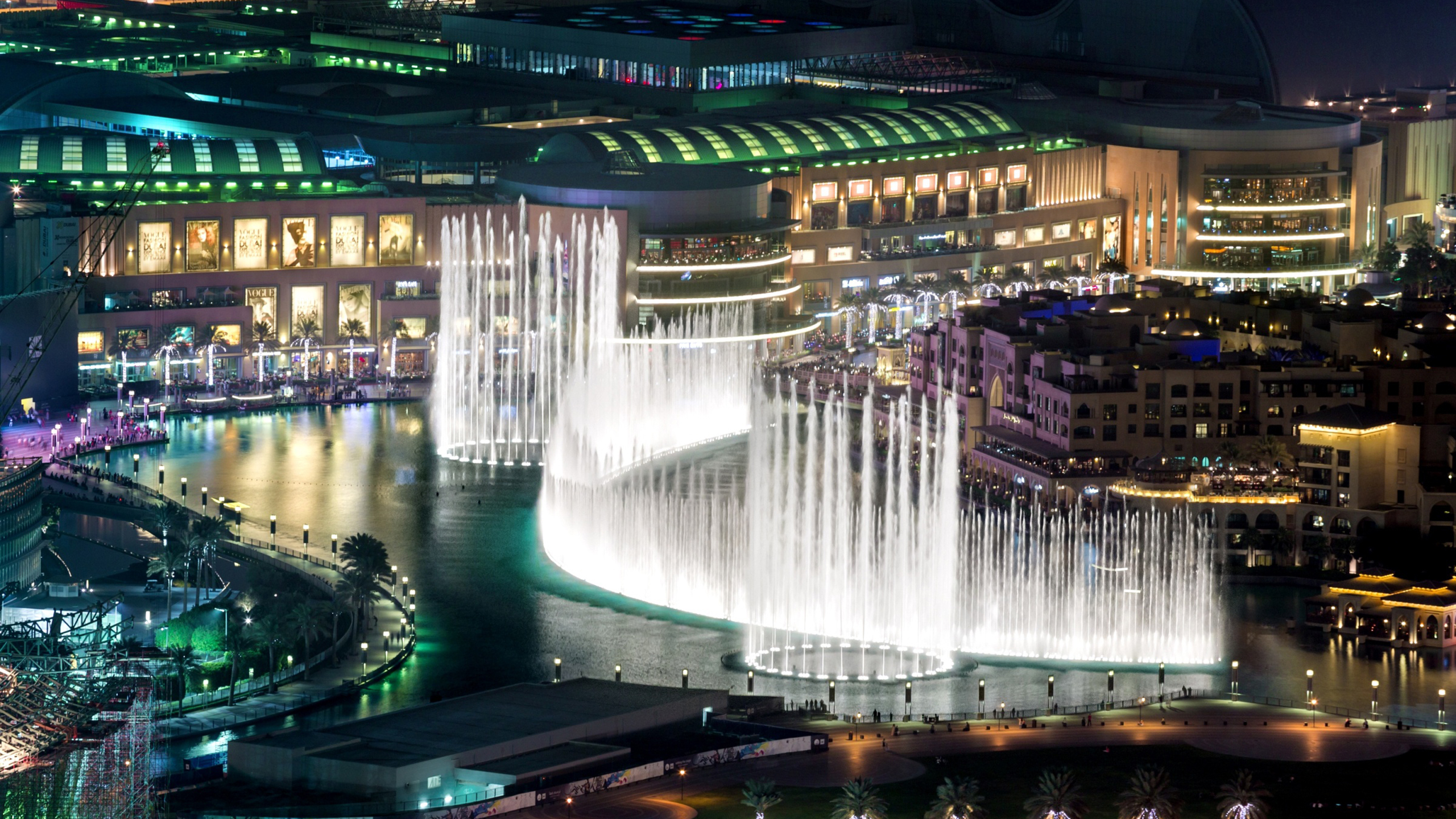Man Made Colorful Dubai Cities United Arab Emirates Night Building Fountain 2K Travel