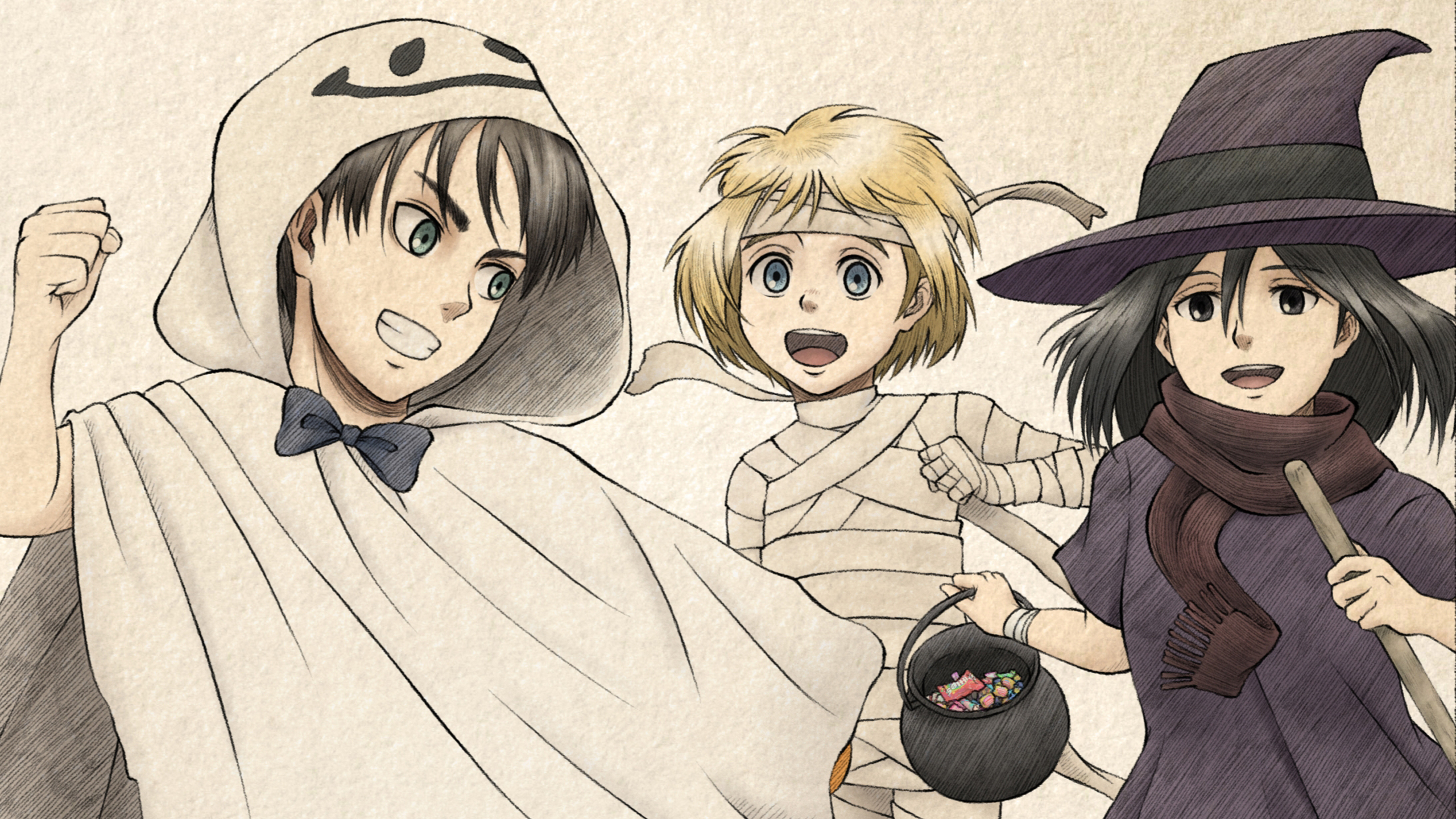 Attack On Titan Armin Arlert Eren Yeager Mikasa Ackerman Childhood 2K Anime