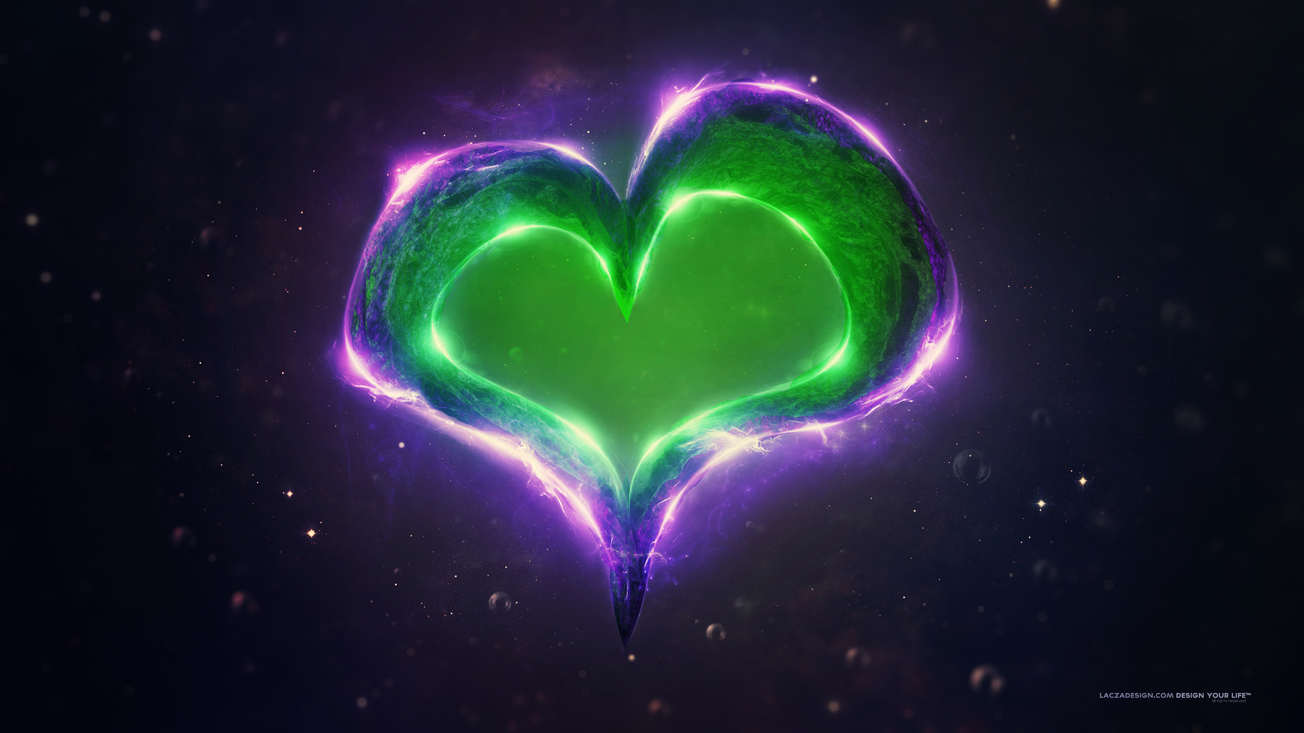 Green Purple Love Heart