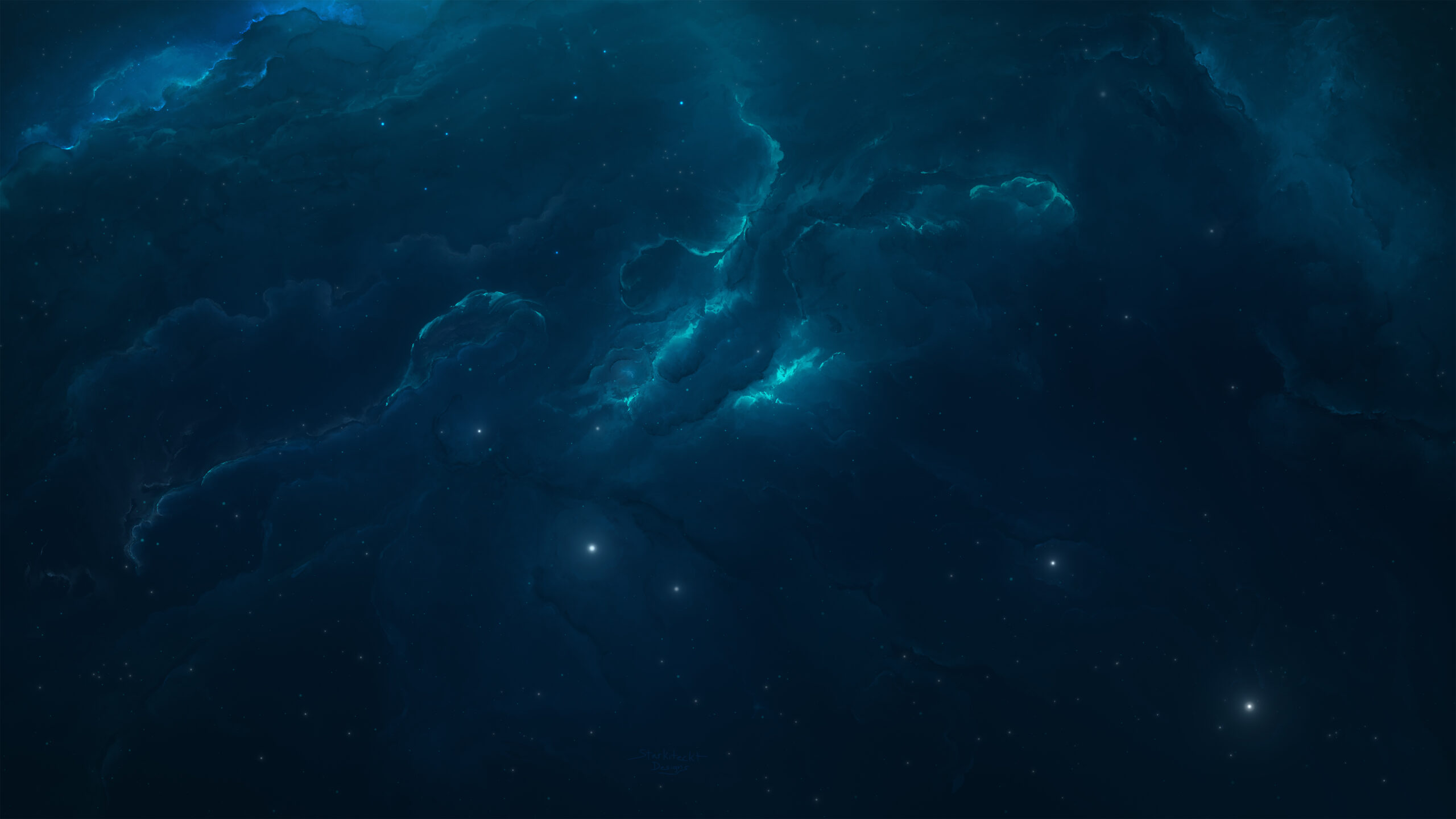 Blue Nebula Stars Space K K 2K Space