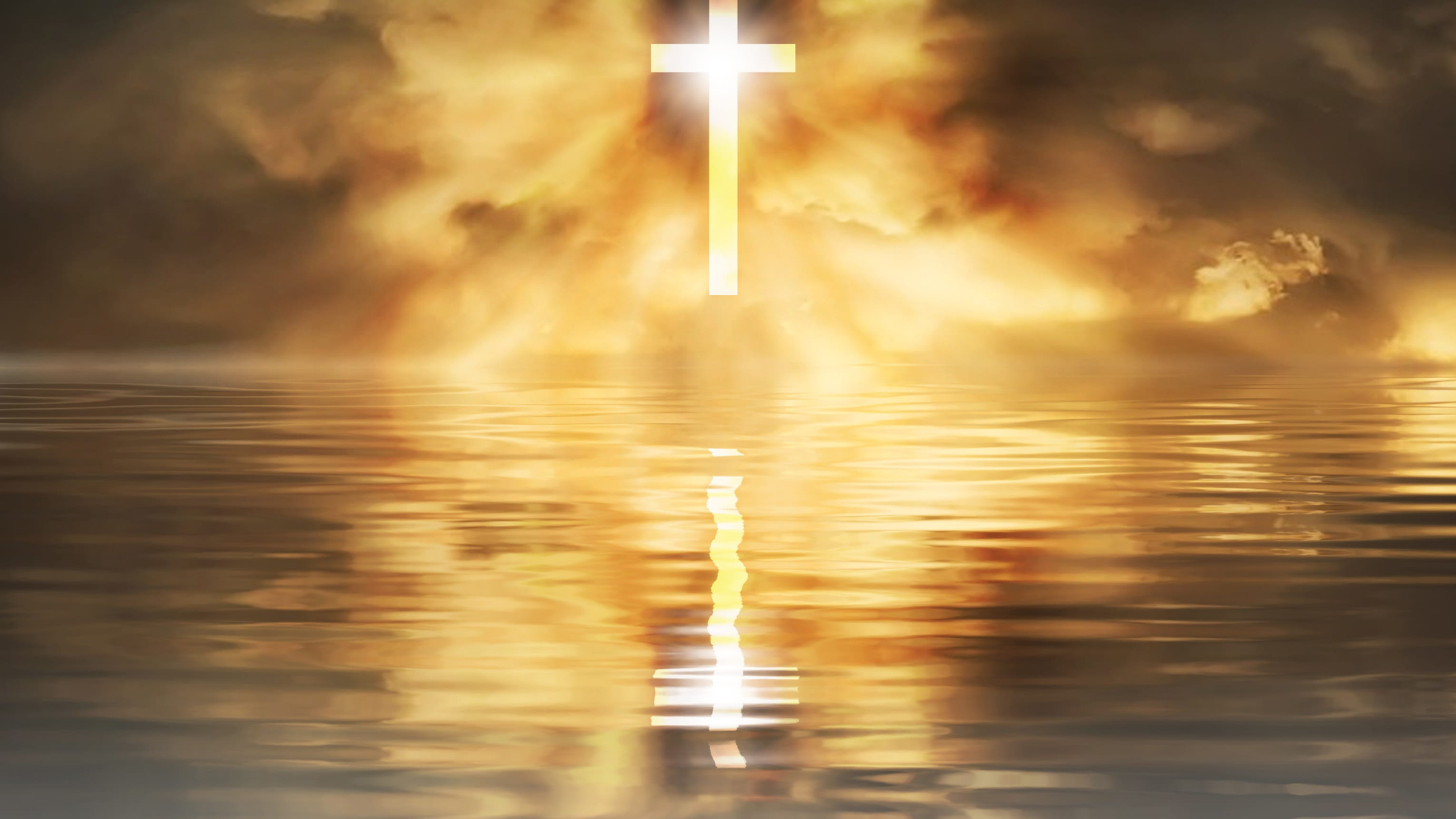 Lighting Cross Reflection On Water K 2K Jesus
