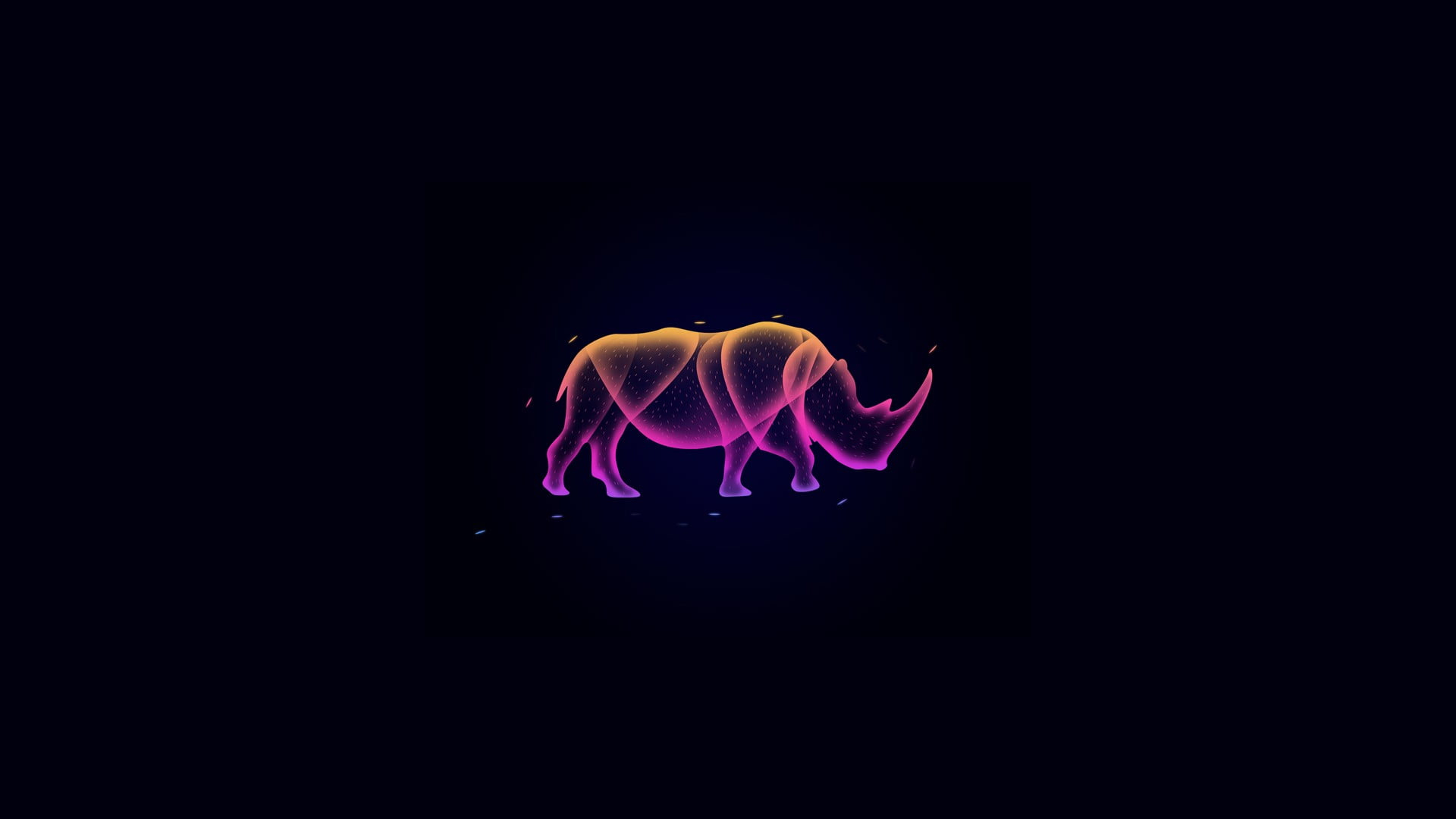Glowing Neon Rhino Black Wallpaper Dark Theme 2K Dark Theme