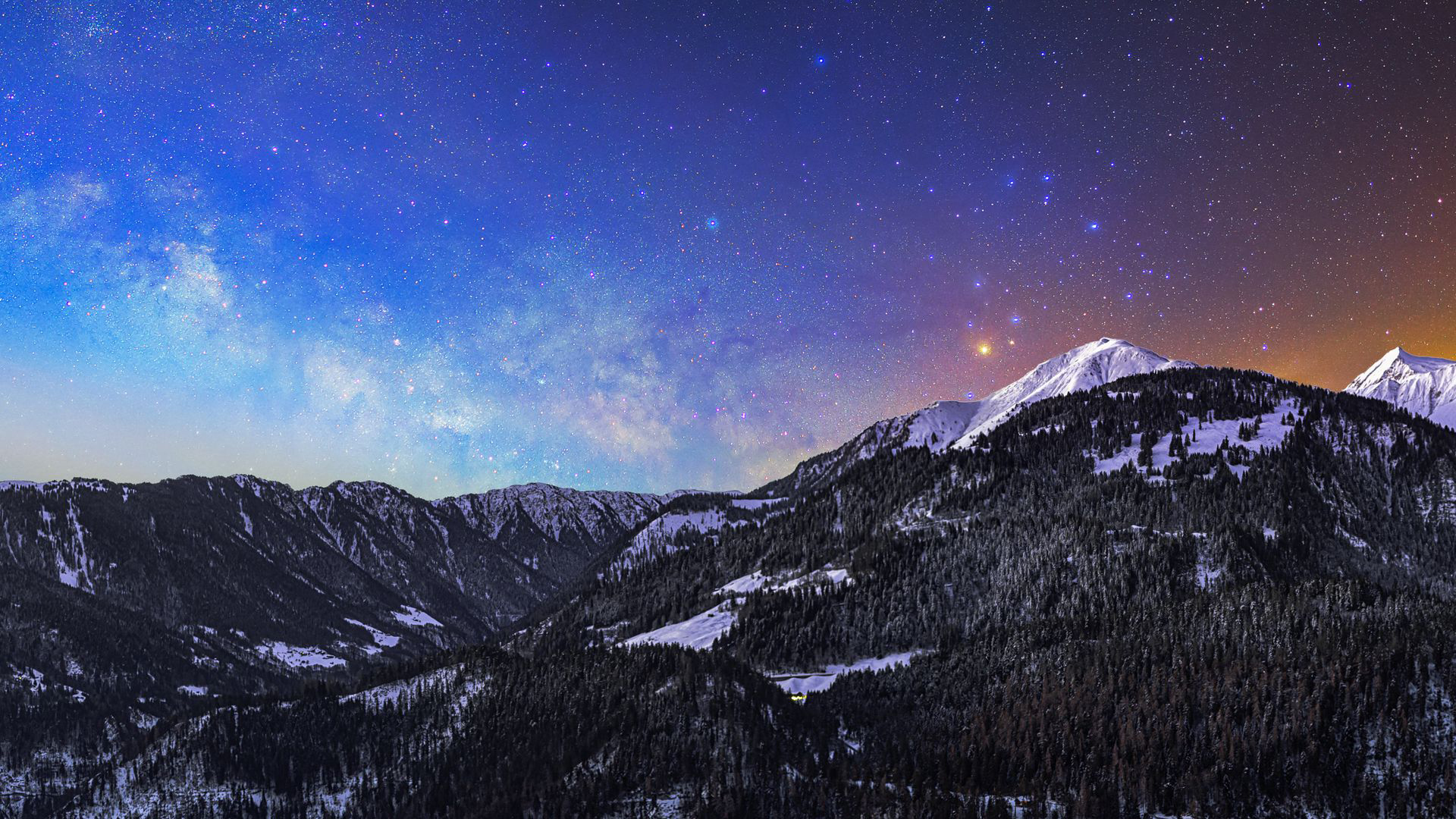Mountains Milky Way Stars 2K Nature