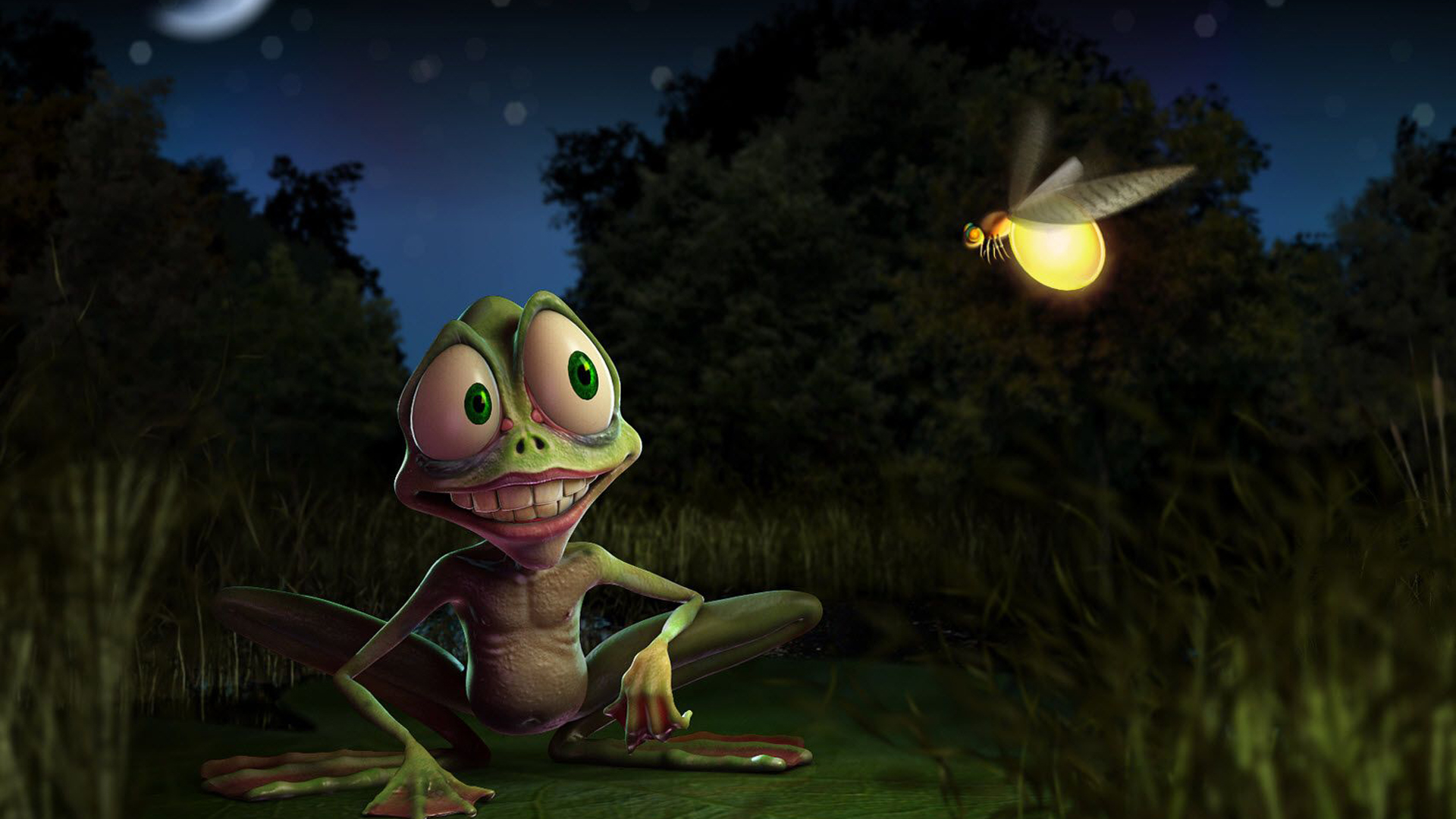 Animated Frog And Insects 2K Animated