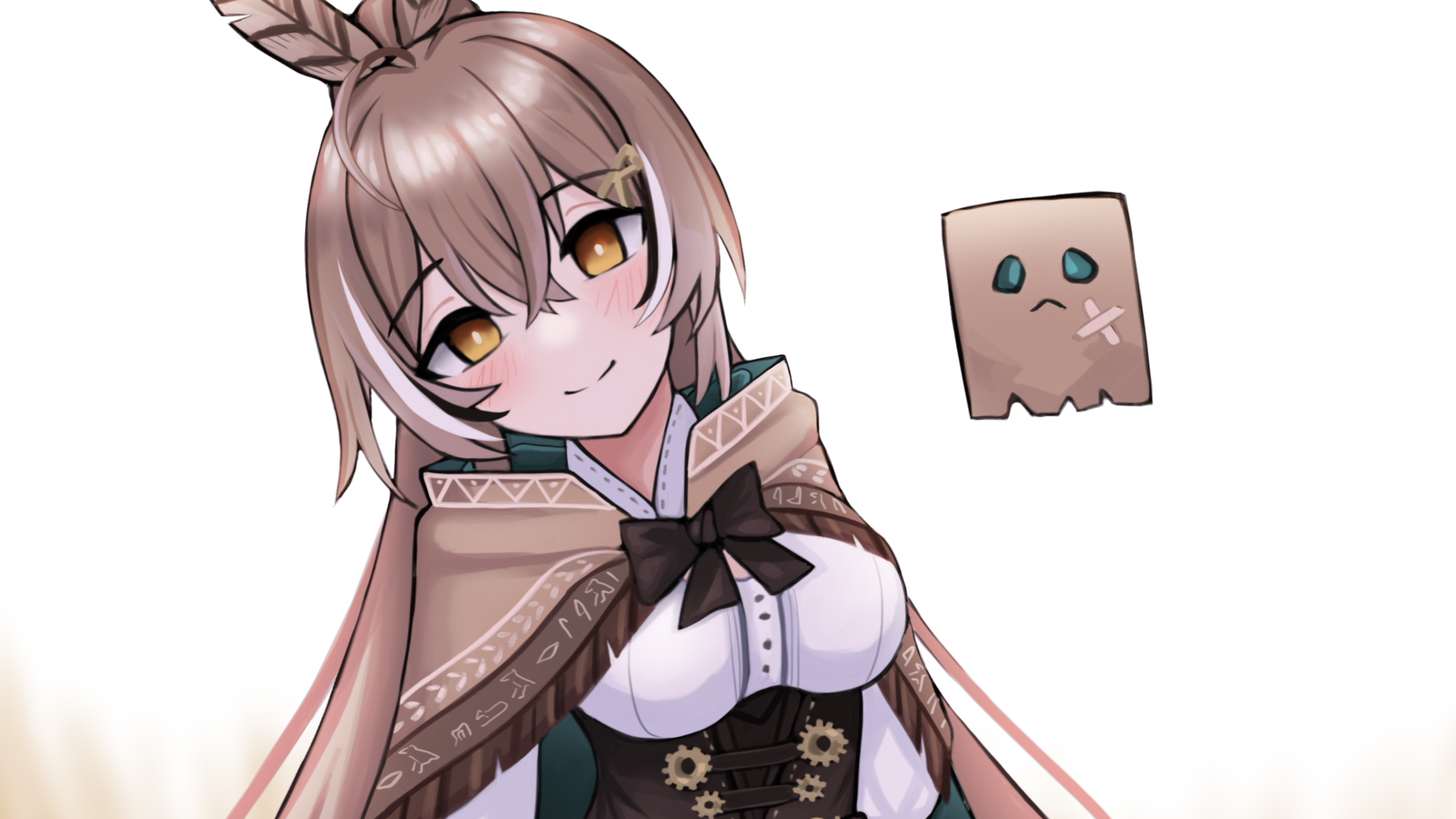 Yellow Eyes Anime Girl In Black White Dress 2K Anime Girl