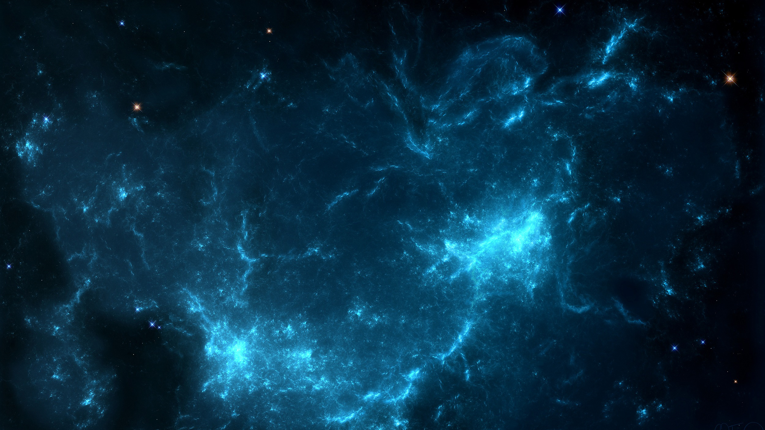 Blue Stars Galaxy During Dark Night 2K Space