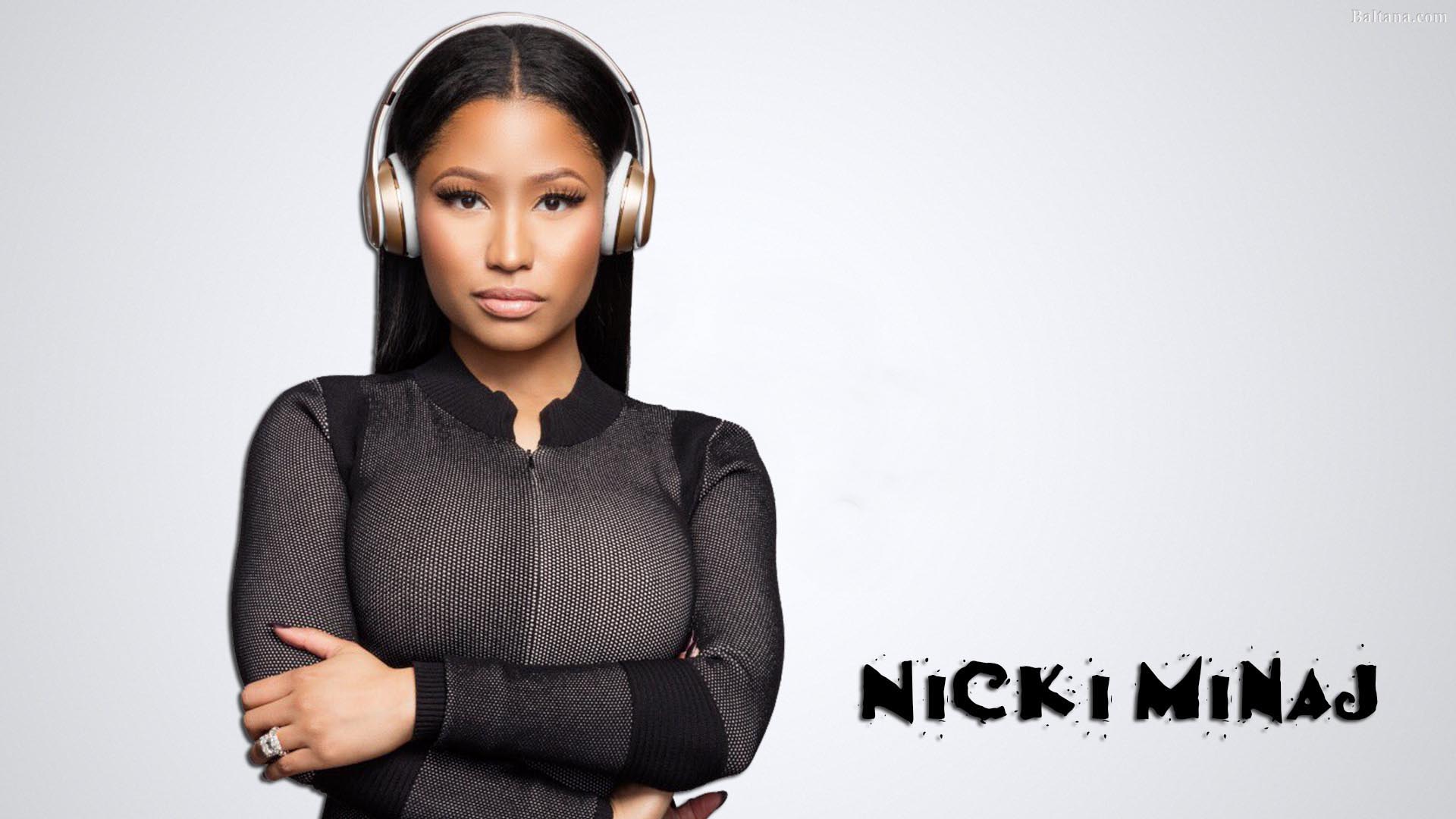 Nicki Minaj With Headphones Is Wearing Black Dress 2K Girls